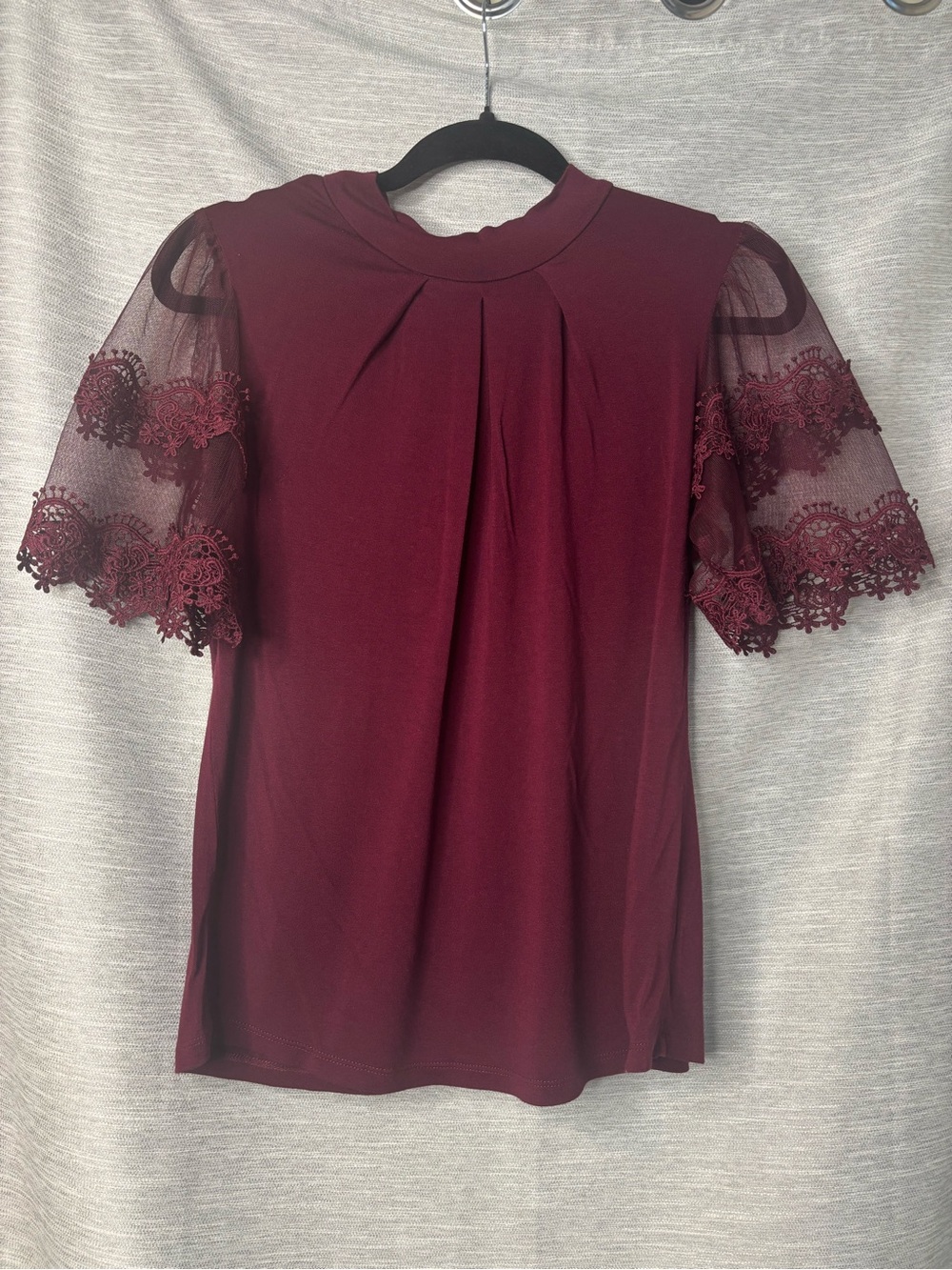 Willow Burgundy Lace Flutter Sleeve Top